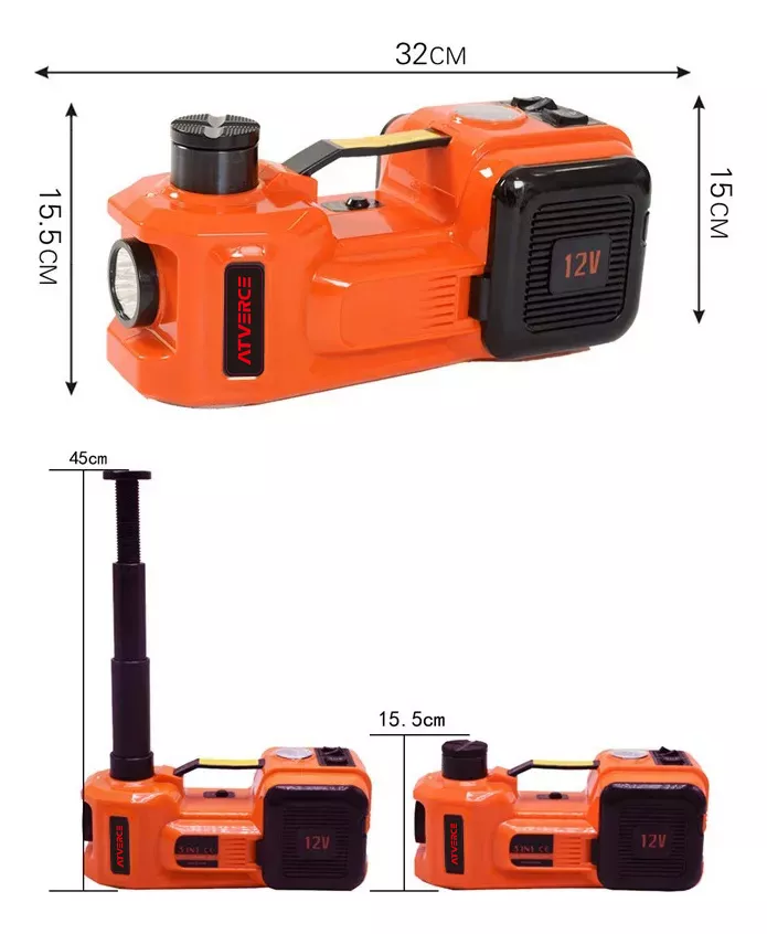 ATVERCE Gato Hidráulico Eléctrico Para Automóviles 12v 5 Ton 3 En 1
