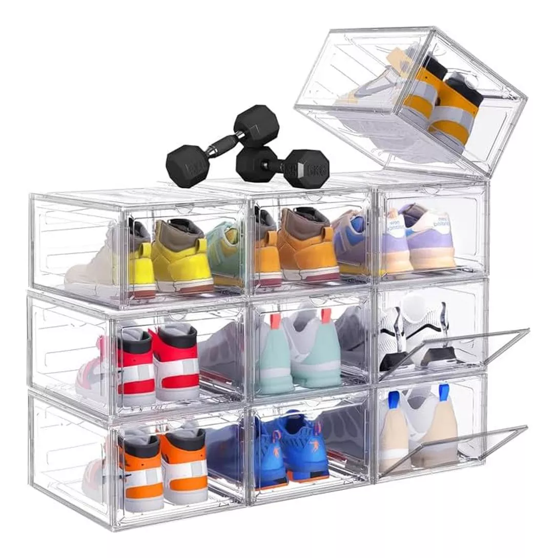 10 paquete Caja Organizador Tenis Zapatos Transparente Apilable
