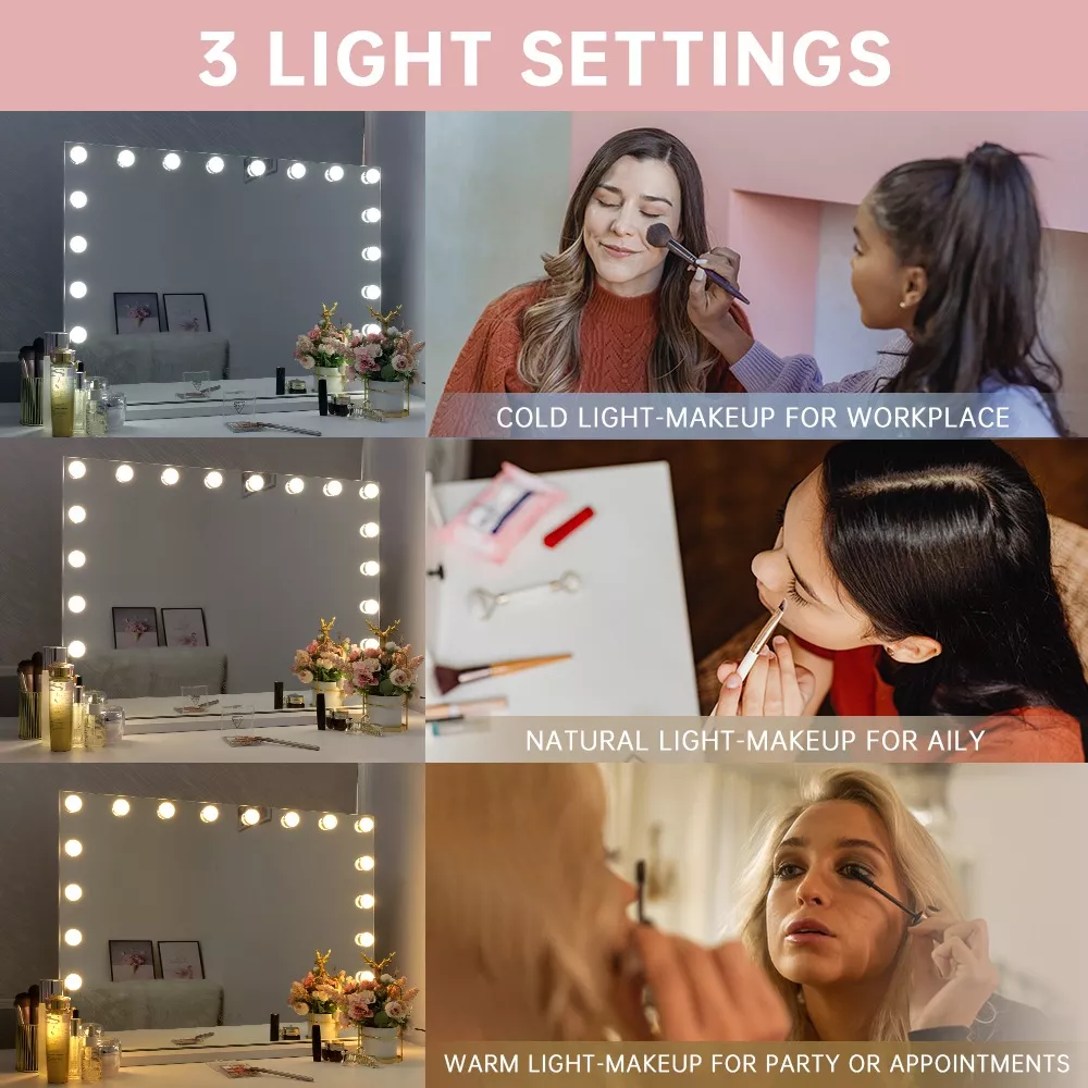 Espejo De Maquillaje Vanitii Estilo Hollywood 18 Led Focos