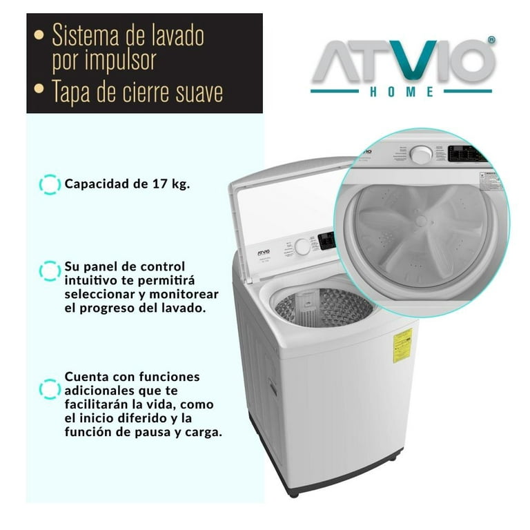 Lavadora Atvio Autom&aacute;tica TL 17 Kg color Blanca