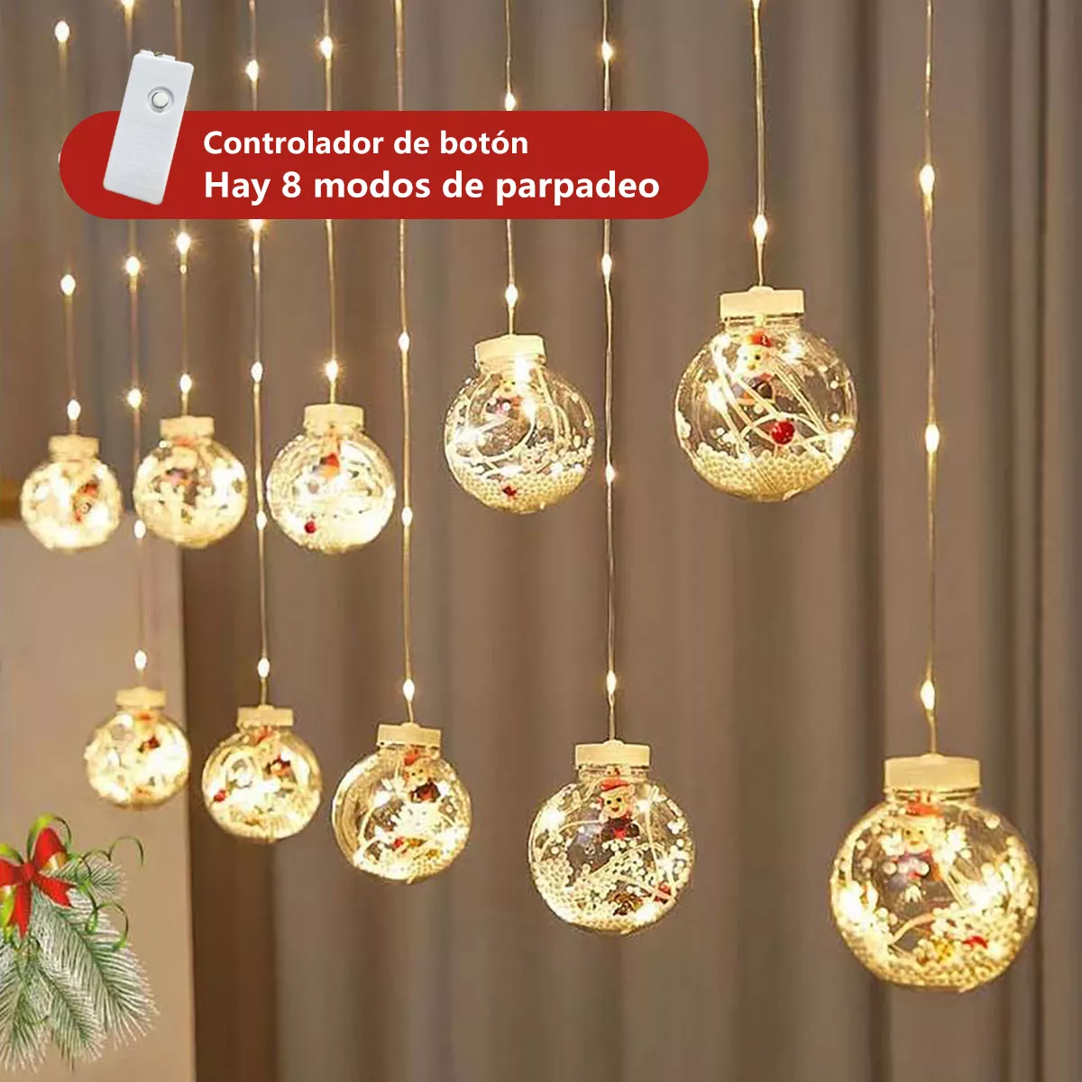 Serie De Luces Navide&ntilde;a Cm-top Bola De Los Deseos Cortina Luces Guirnalda Cascada Led Navide&ntilde;a Decoraci&oacute;n 3m