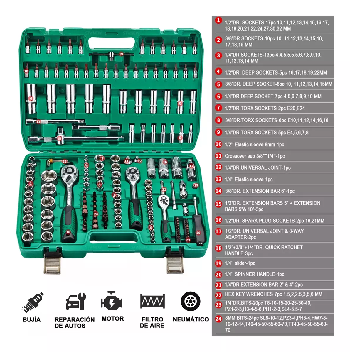Juego De Herramientas Mecánicas Autocle Dados De Auto 172pcs