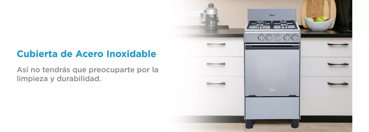 Estufa De Piso Midea Con Copete 20 Inox Chef Silver