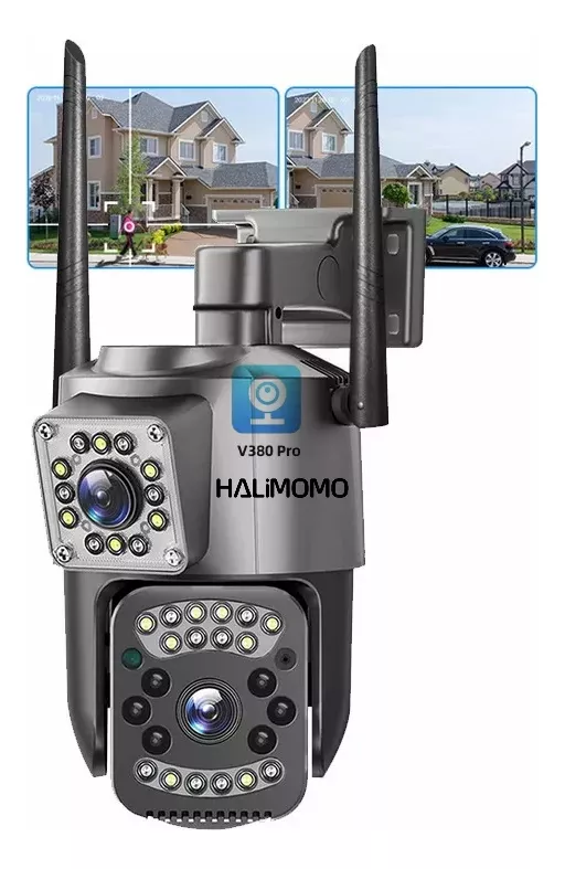 C&aacute;mara De Seguridad Wifi Ip66 Full Hd De Doble Lente Halimomo 3mp+3mp Incluye visi&oacute;n nocturna audio bidireccional detecci&oacute;n humana seguimiento autom&aacute;tico exterior interior &aacute;ngulo de visi&oacute;n de 360&deg;