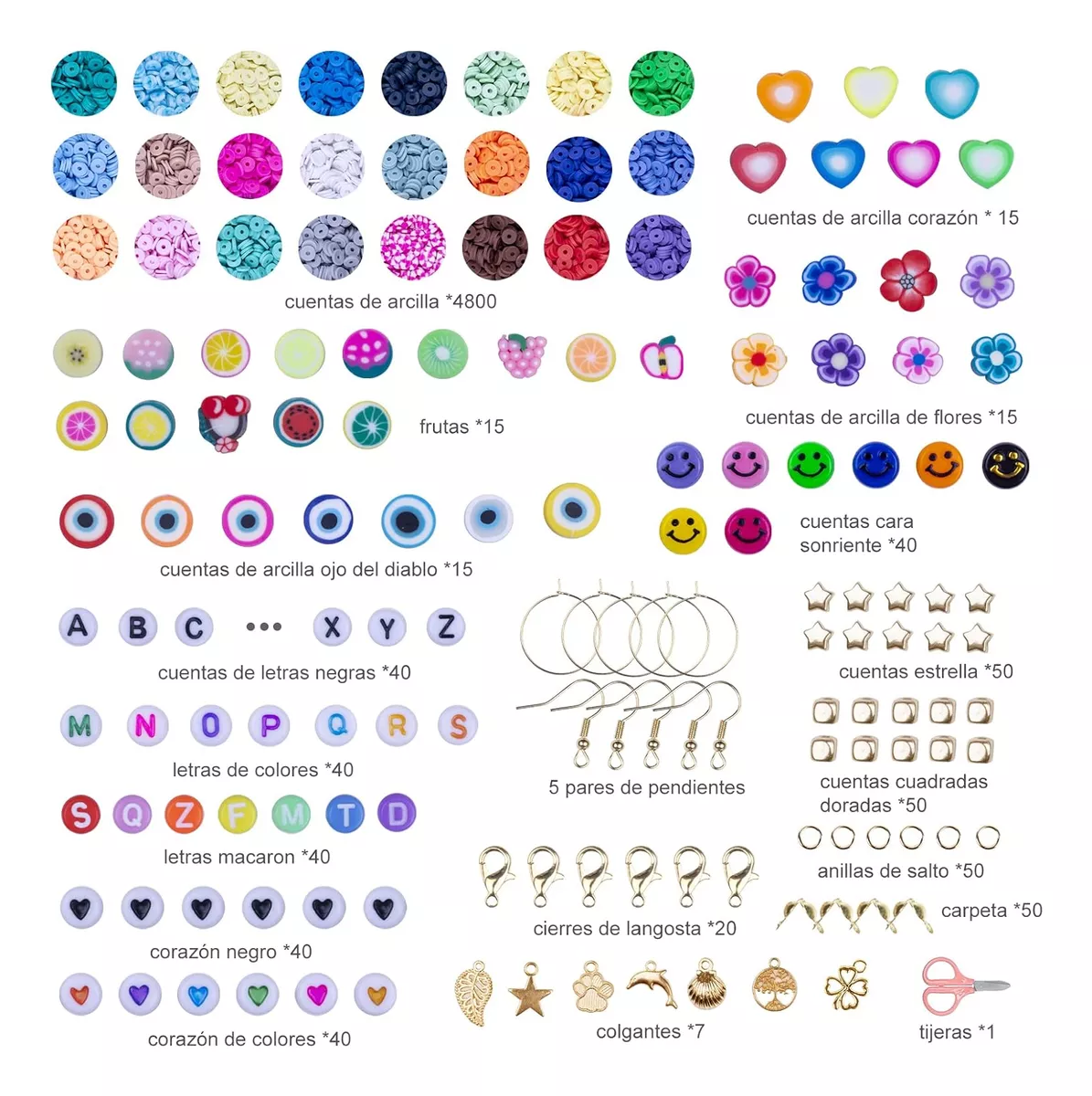 kit Para Hacer Pulseras Collar Set Cuentas Bricolaje 5600pcs