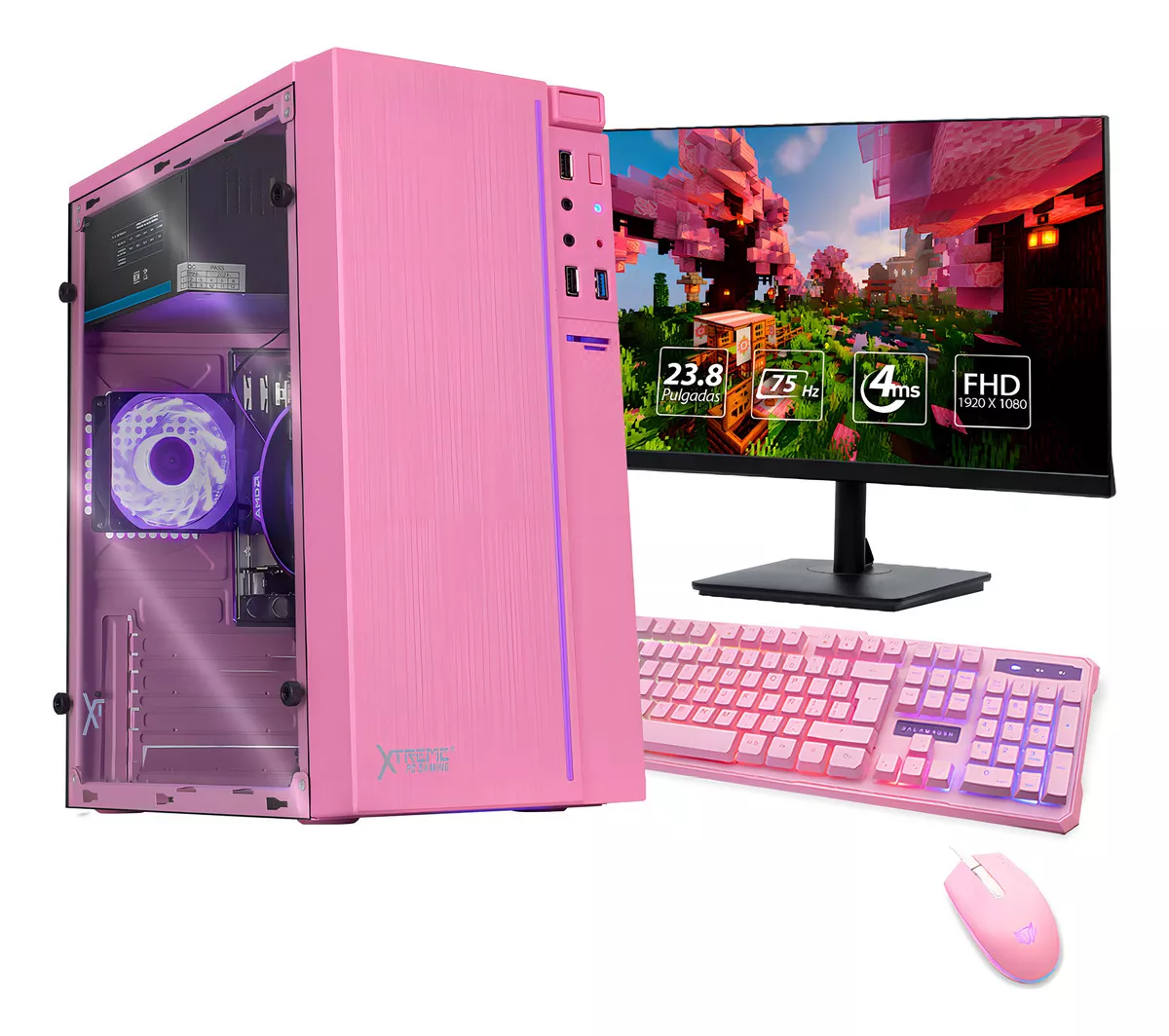 Xtreme Pc Gaming Amd Radeon Vega Renoir Ryzen 5 5600gt 16gb Ssd 500gb Monitor 23.8 Wifi Pink