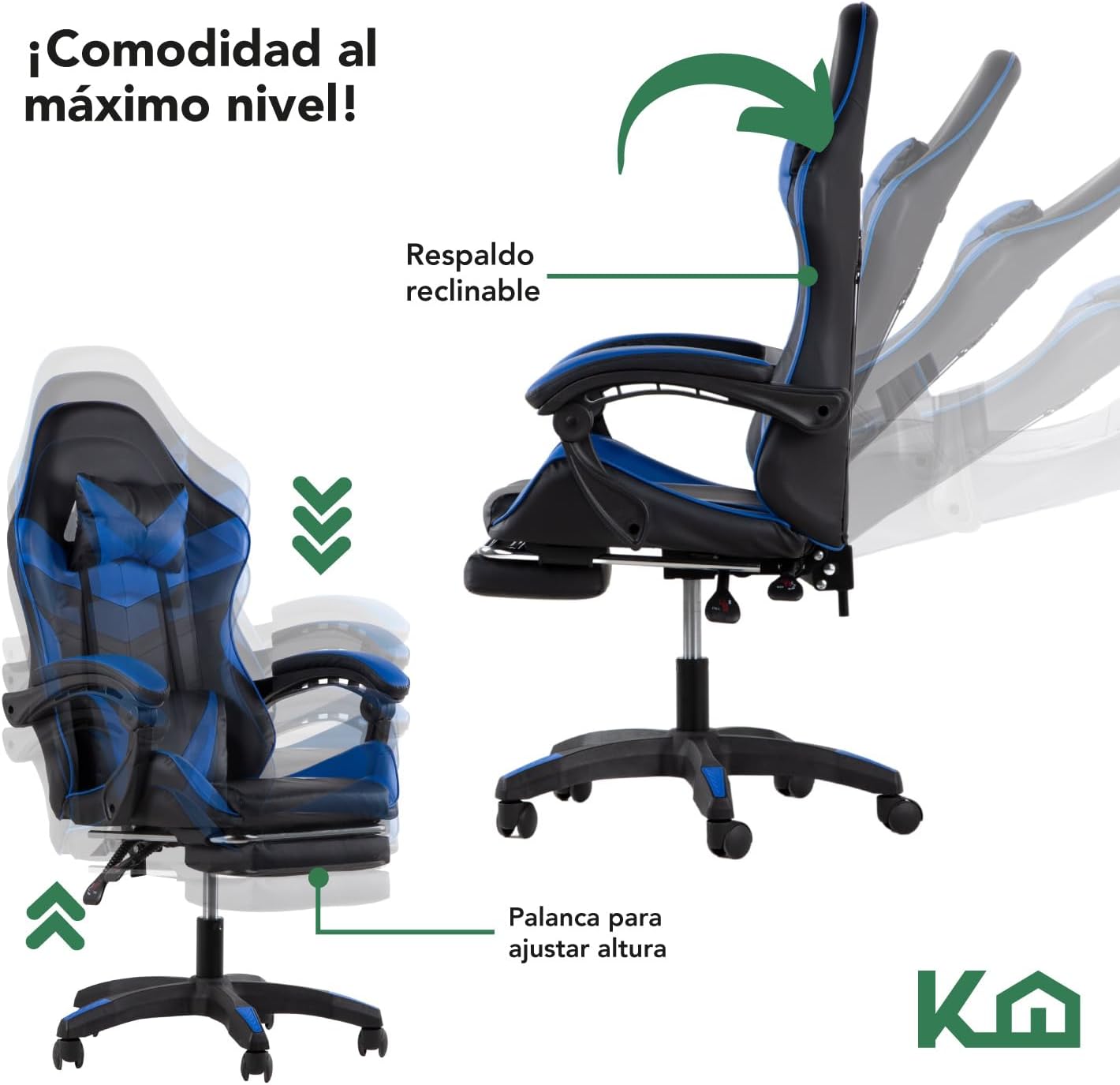 Kingshouse | Silla ergonómica reclinable para juegos