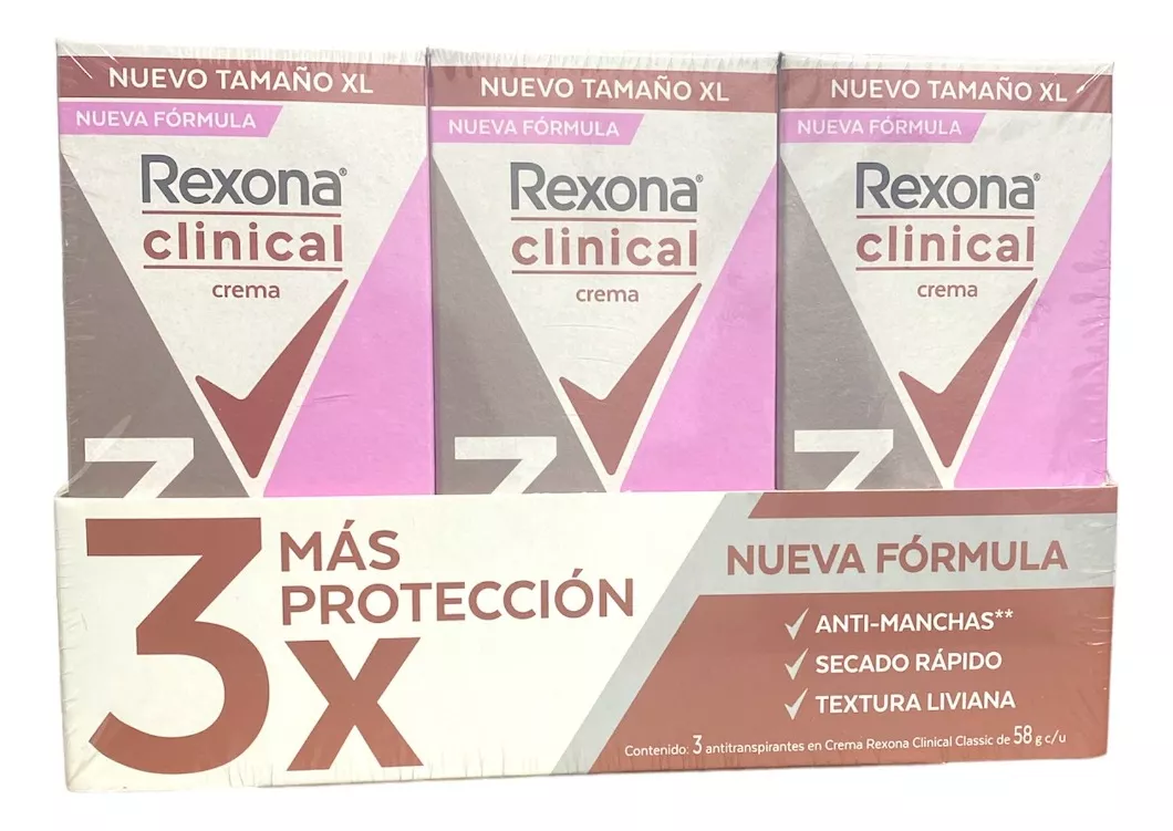 Antitranspirante en crema Rexona Clinical Crema paquete de 3 u