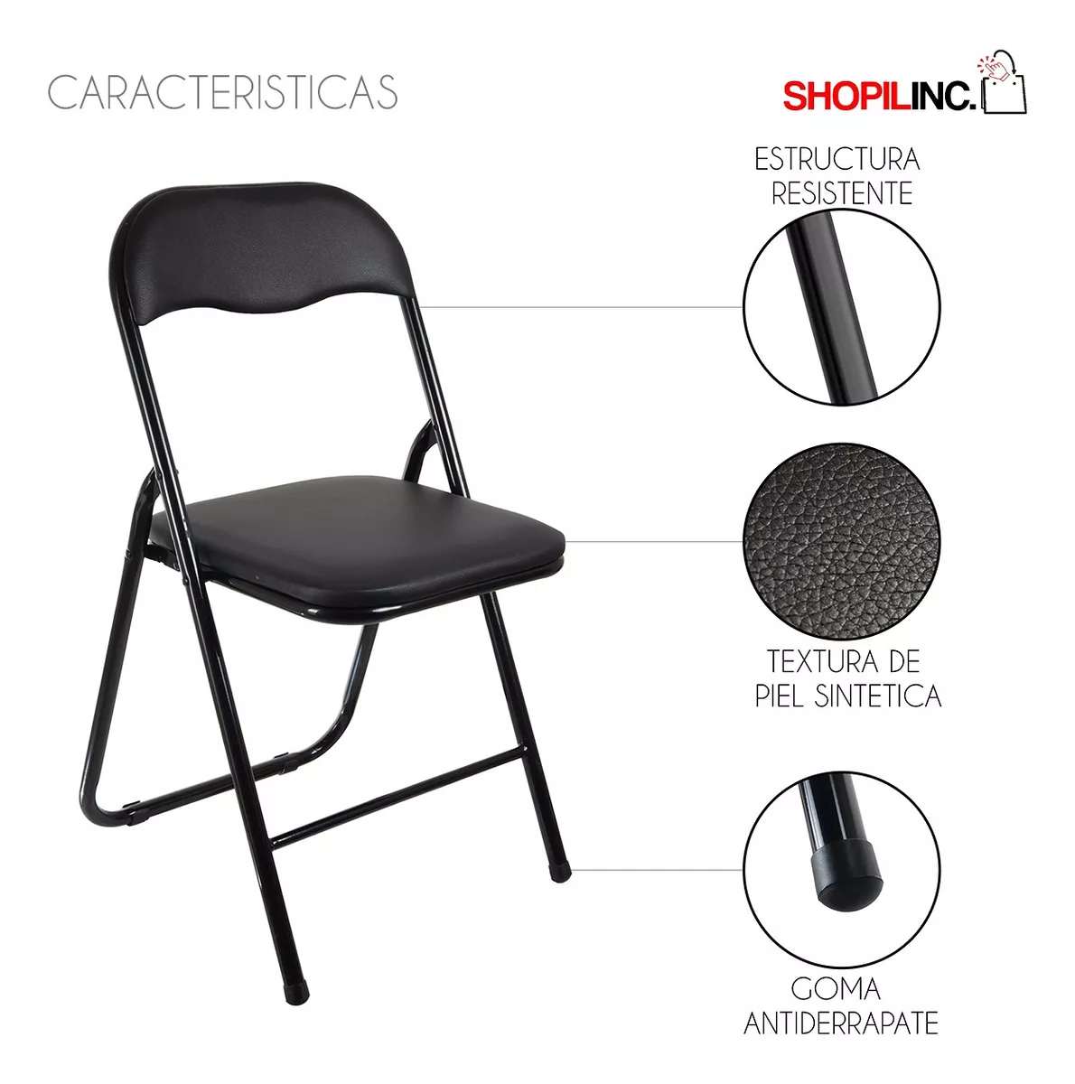 Sillas Plegables Acojinadas Negras 6 Pz