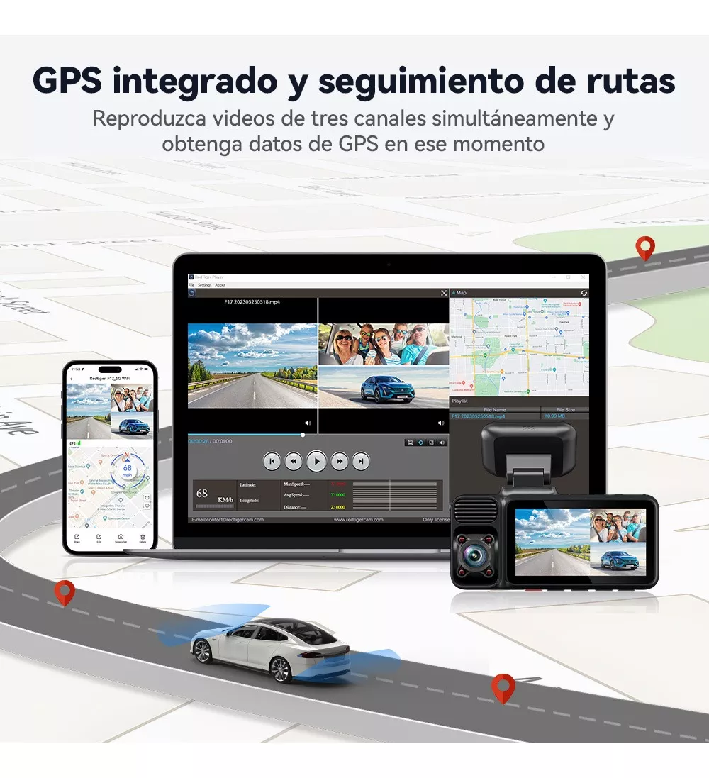 Redtiger Cámara Para Automovil 4k Dashcam 5g Wi-fi Gps 64gb