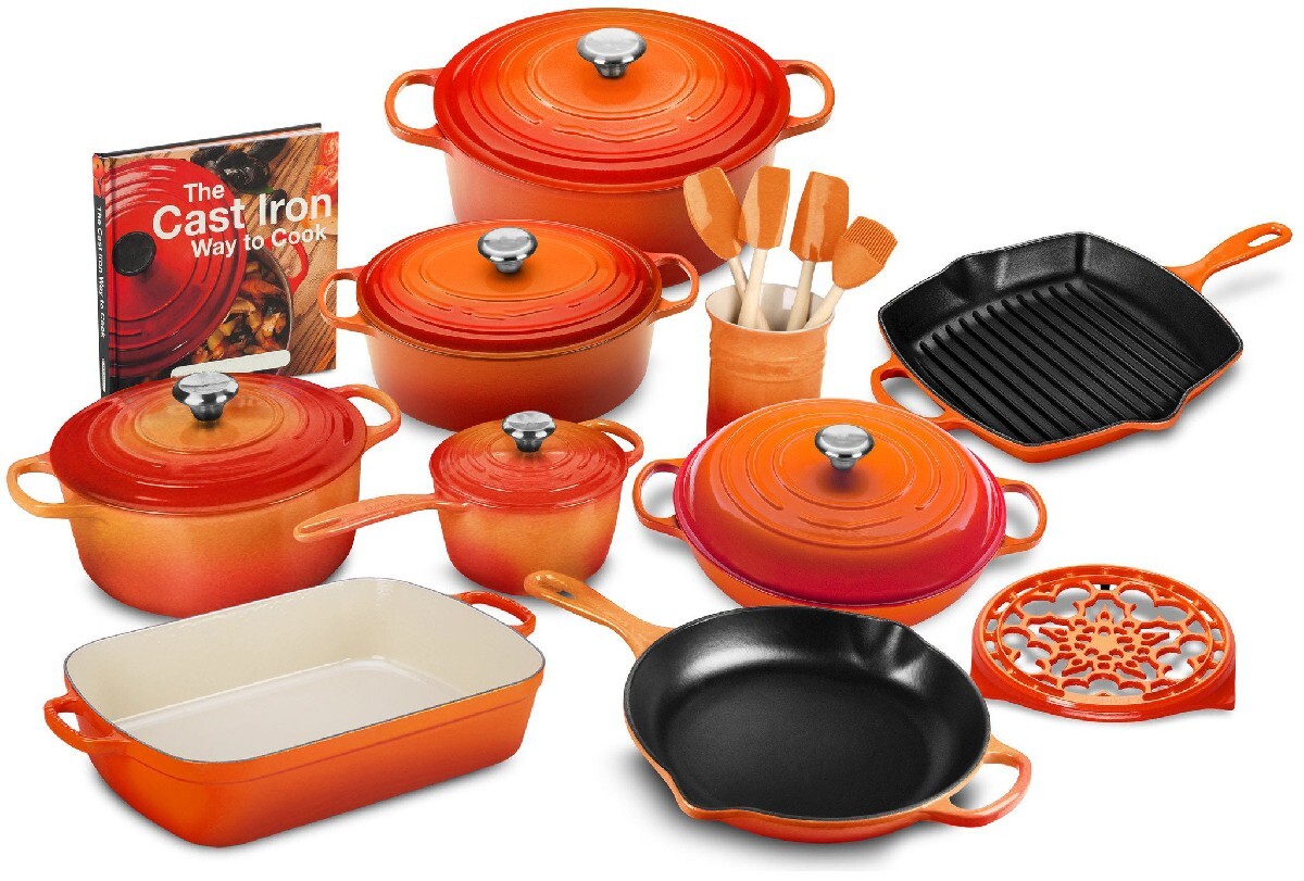 Juego exclusivo de utensilios de cocina de hierro fundido de 20 piezas