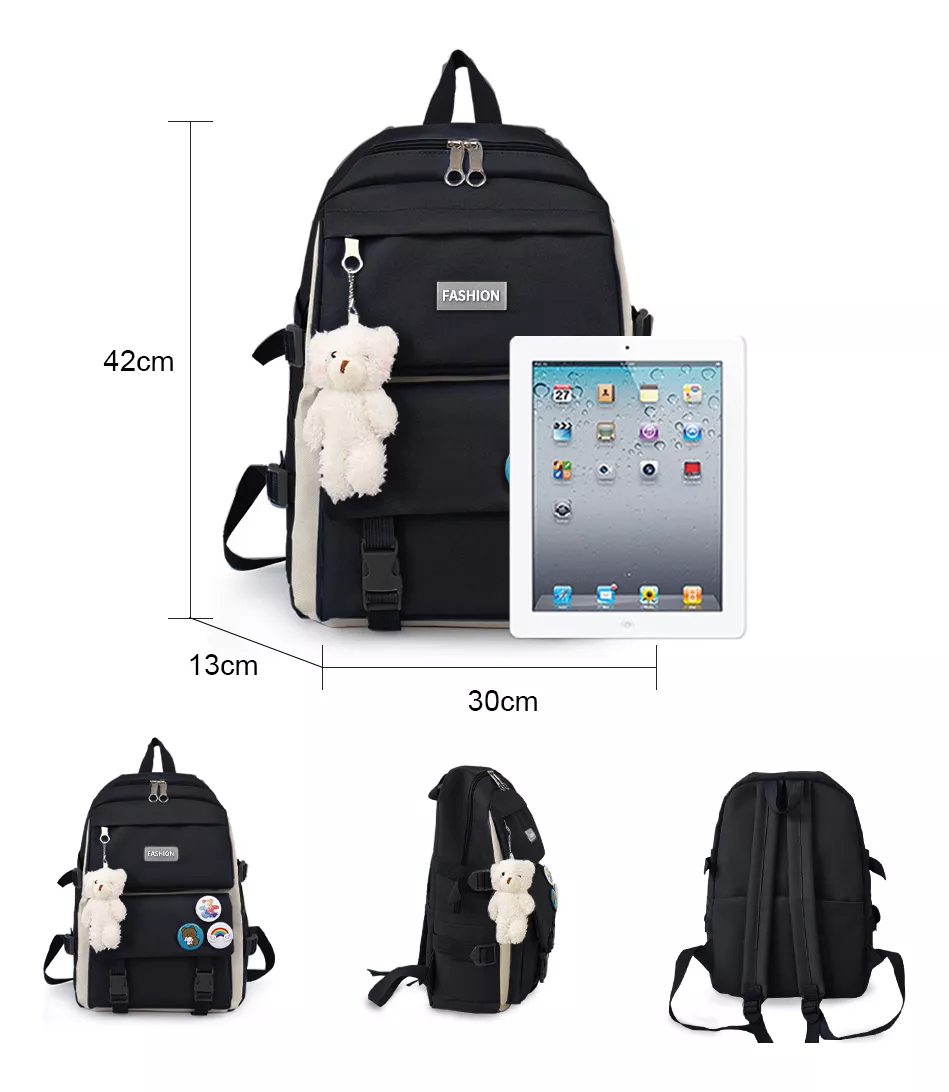 Set 5 Mochila Bolsas Escolar Estudiante Lapicera Tote Lona