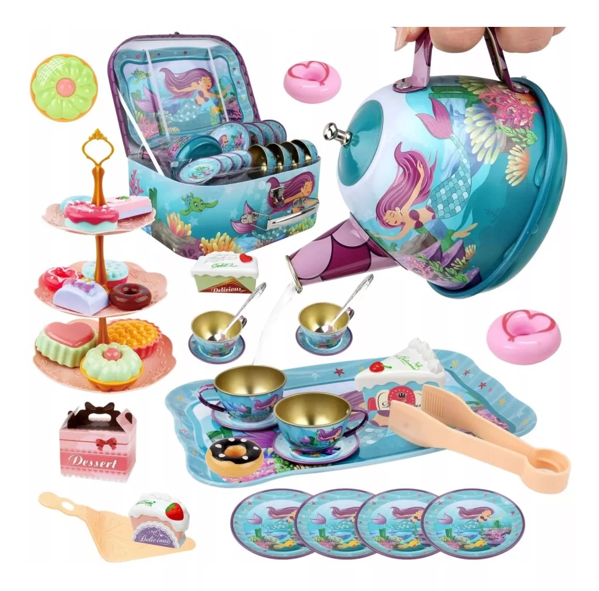 Juguete De Cocina Juego De T&eacute; Para Ni&ntilde;os Tazas Con Postre