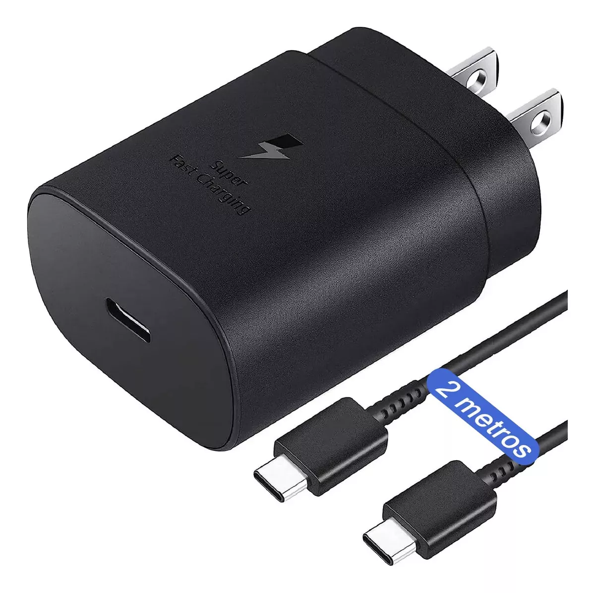 Cargador Para Samsung 25w Cargador Rapida Tipo C Para Compatible Con Samsung S23 S22 S21 S20 A54 A53 Note10 nota 20 Carga R&aacute;pida Pd 25w 2metros Negro Jeeyee