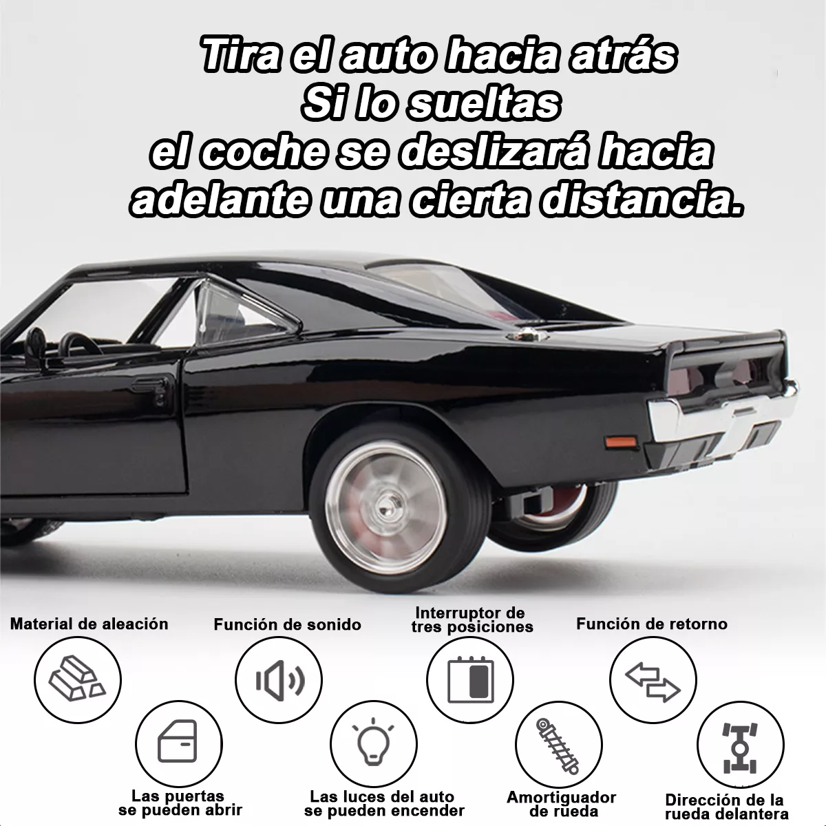 1:24 Escala Coche Juguete Dodge Charger Luz Y Sonido Regalo