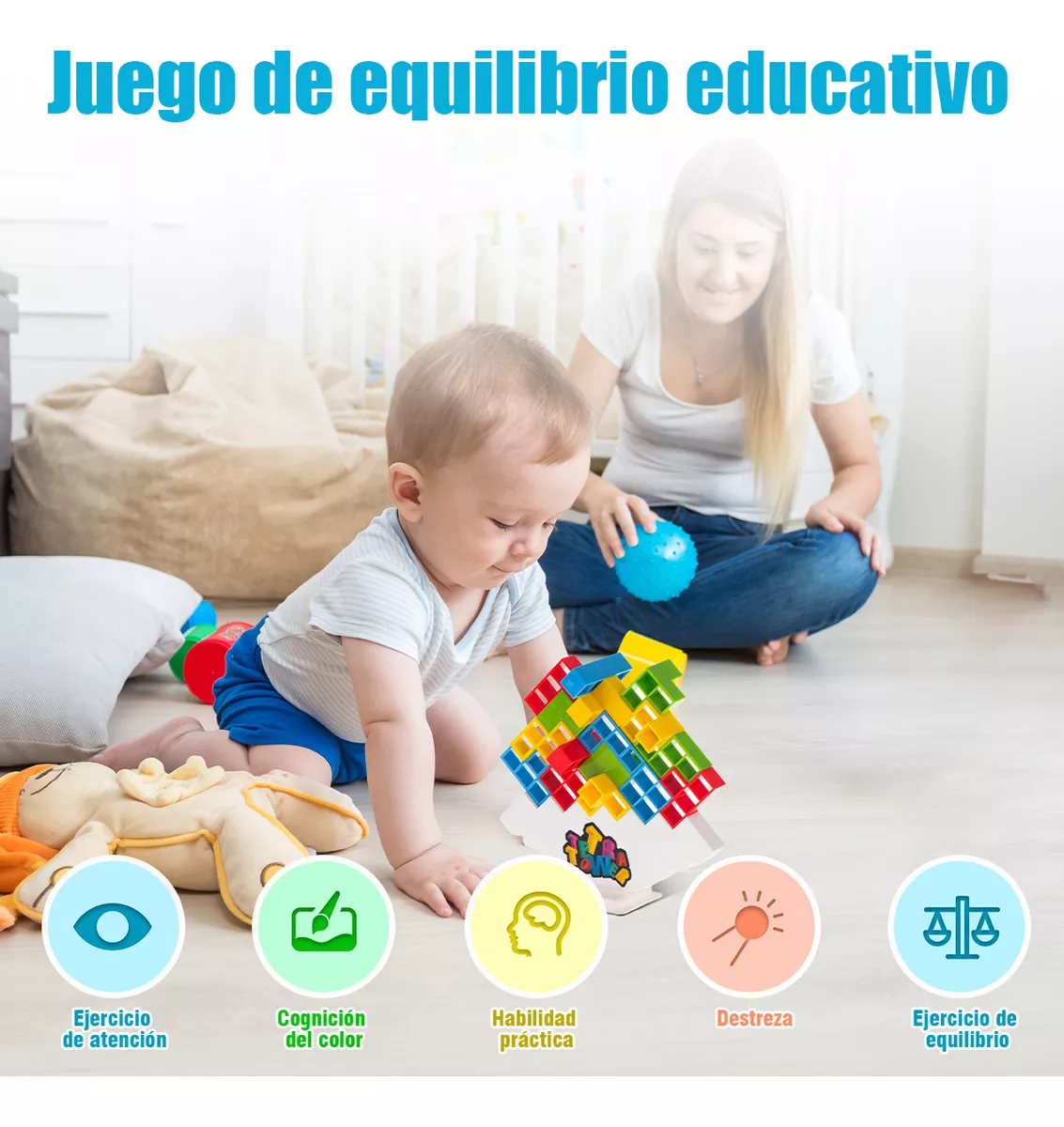 96pcs Juego De Equilibrio Educativo Tetris Tower Para Niños