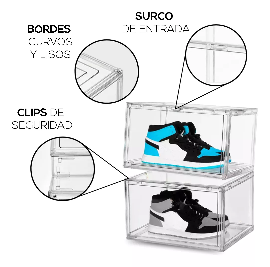 Caja De Acrilico Premium Para Tenis Sneakerbox Cajas Apilables Con Puerta Con Iman Fasilyt