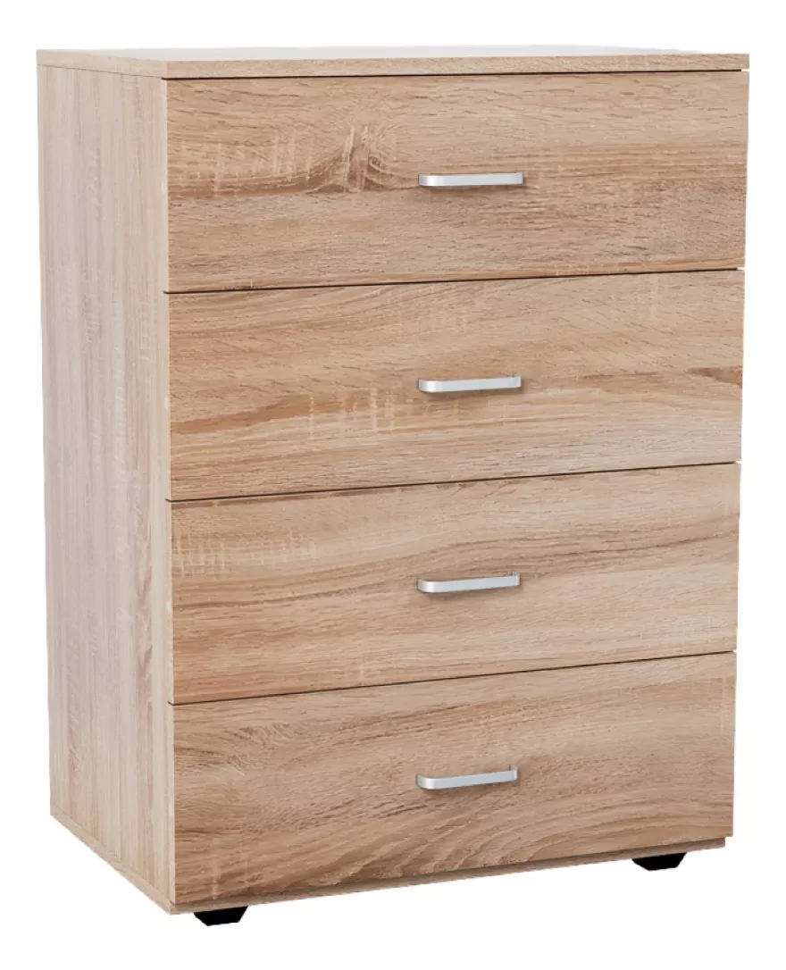 Cómoda Top Living Minimalista Con 4 Cajones Estilo Madera color Marrón claro