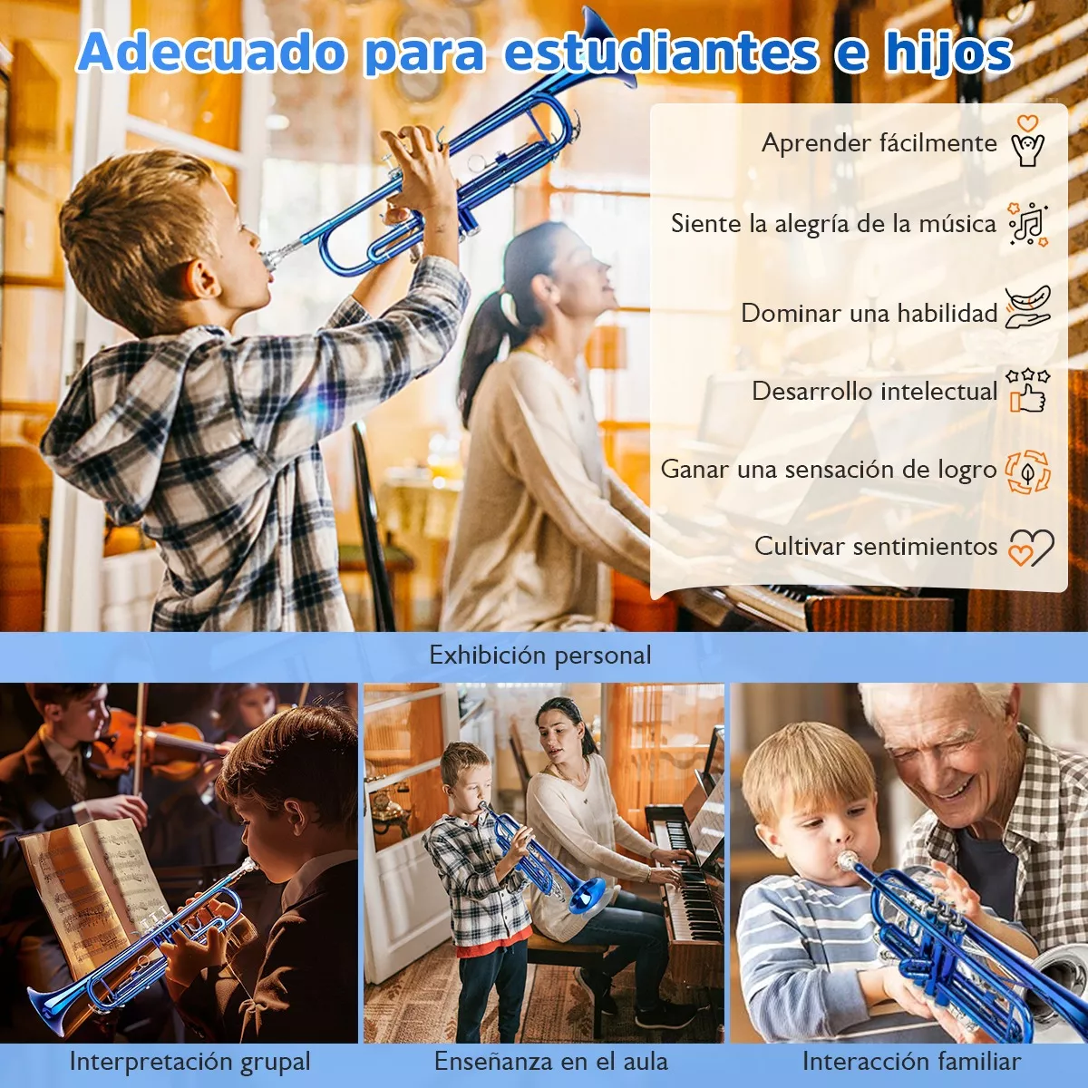 Standard Bb Trompeta Instrumento Musical Viento Con Estuche
