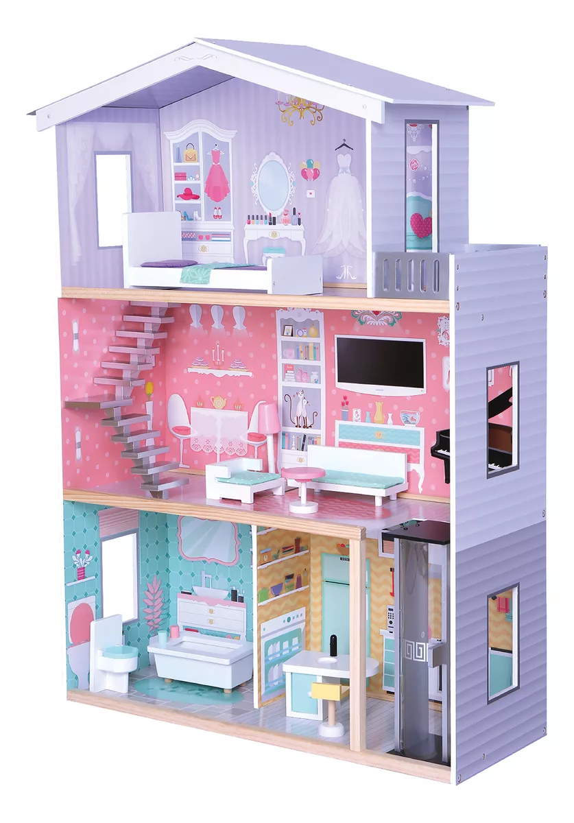 Casa De Mu&ntilde;ecas Con Elevador Casita Para Barbies (-isabella)