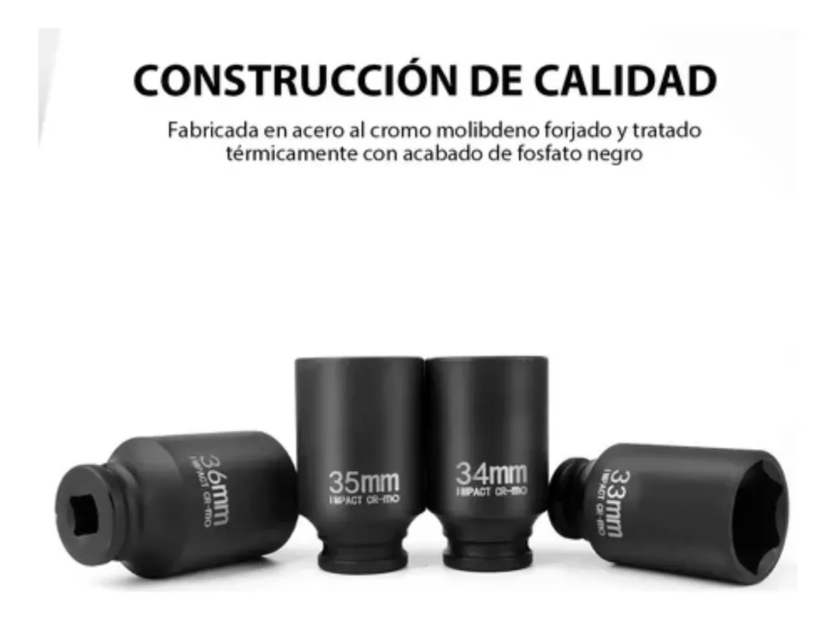 10 Pcs Juego De Dados Impacto 1/2 Grandes 27-41mm Uso Pesado