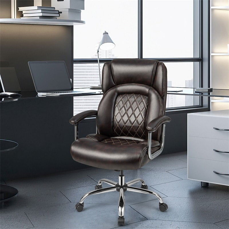 Silla de oficina giratoria de altura ajustable de 500 libras, silla de escritorio para ordenador, silla ejecutiva de piel sintética con Base de Metal resistente
