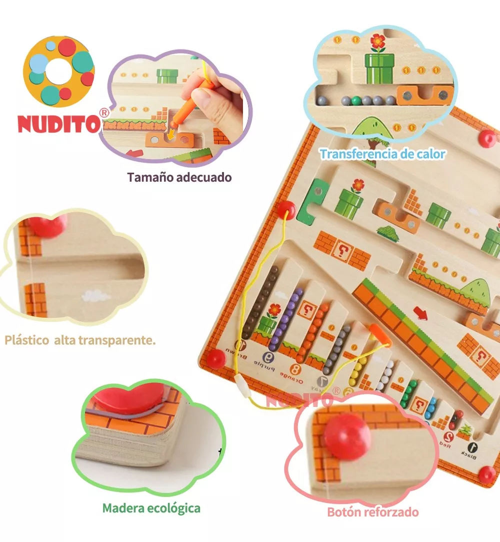 Juguete Didáctico Tablero Magnético De Cuentas Para Niños