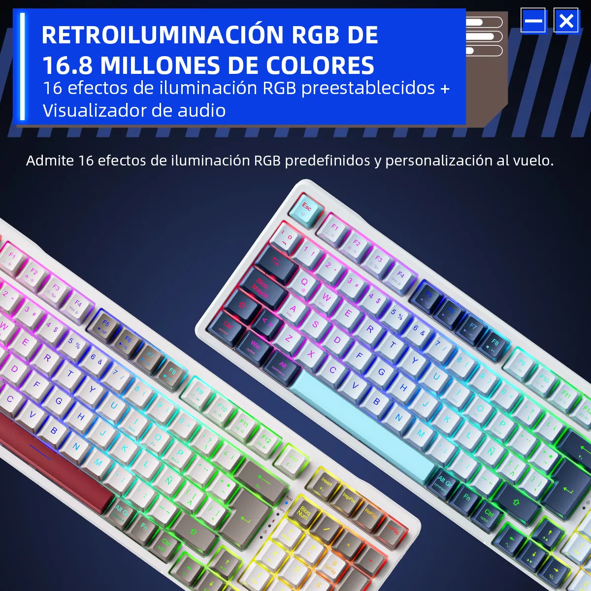 Teclado Mecánico Español Thunderobot K98 Gasket Rgb Hot Swap 3/5 Pins Ergonómico 98% Layout Teclado Alfanumerico 100% Anti-Ghosting Outemu Brown Switch Teclado Para PC USB Teclado Mecánico Gamer