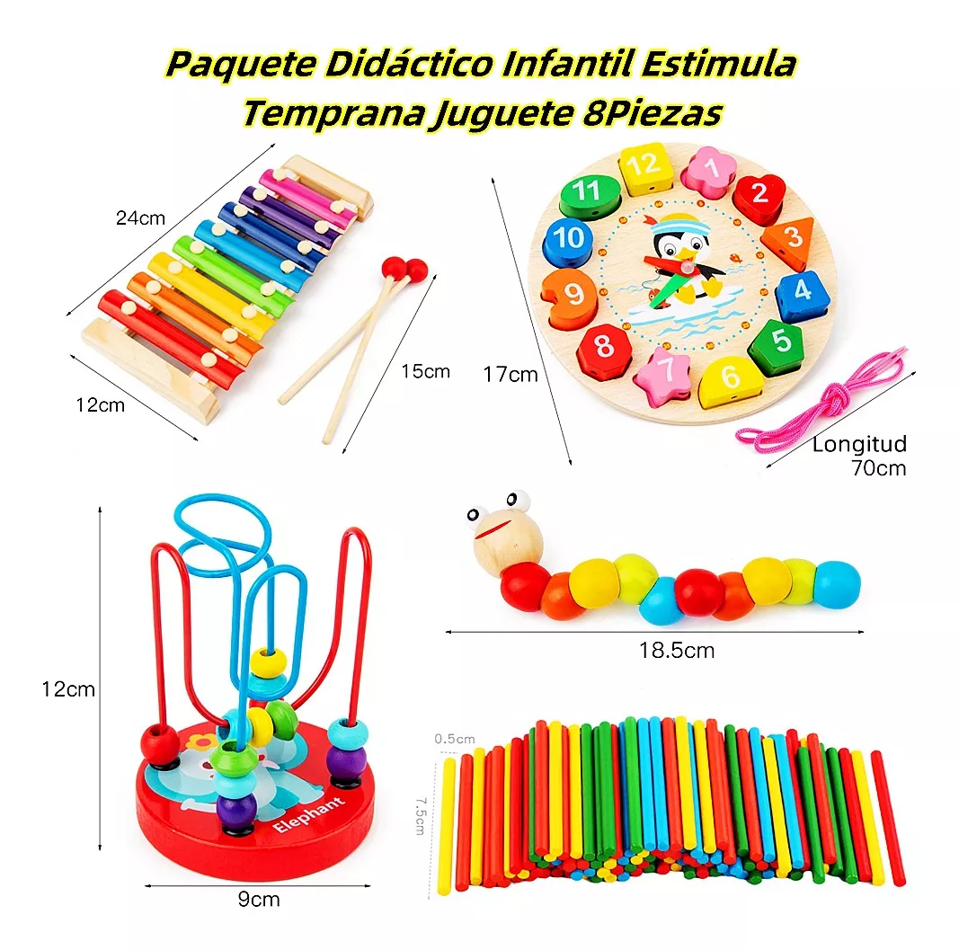 Paquete Didáctico Infantil Estimula Temprana Juguete 8piezas