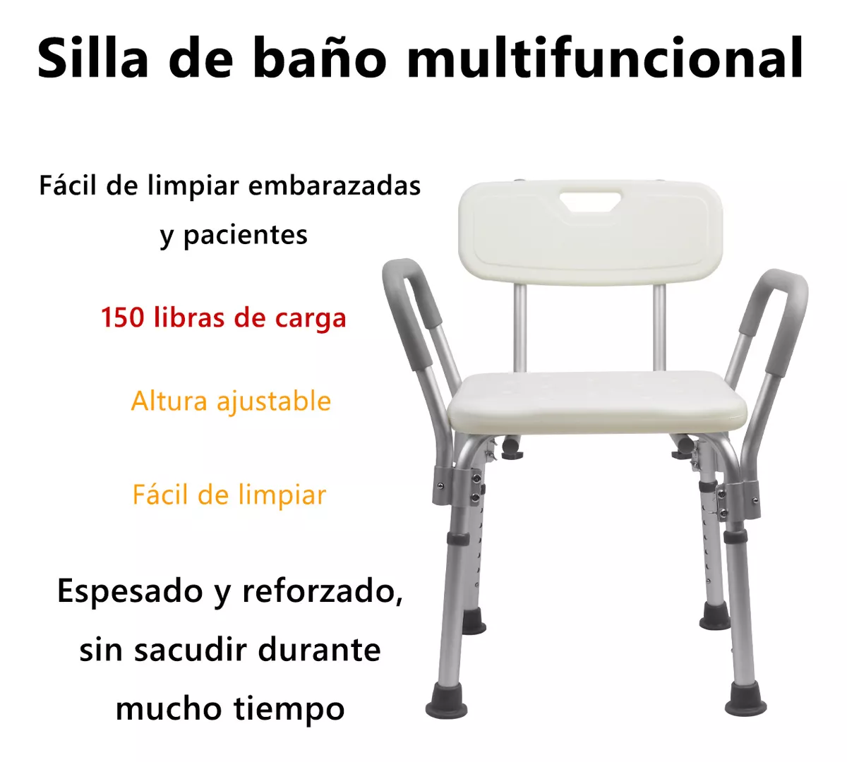 Silla De Baño Ducha Comodo Con Brazos Para Bañar Enfermos