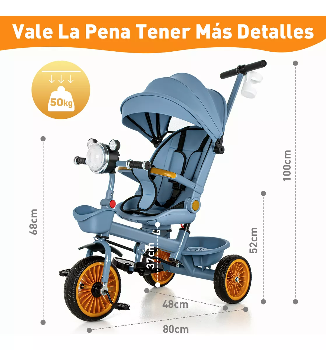 Triciclo Carriola Bicicleta Gira 360° Reclinable Para Niños