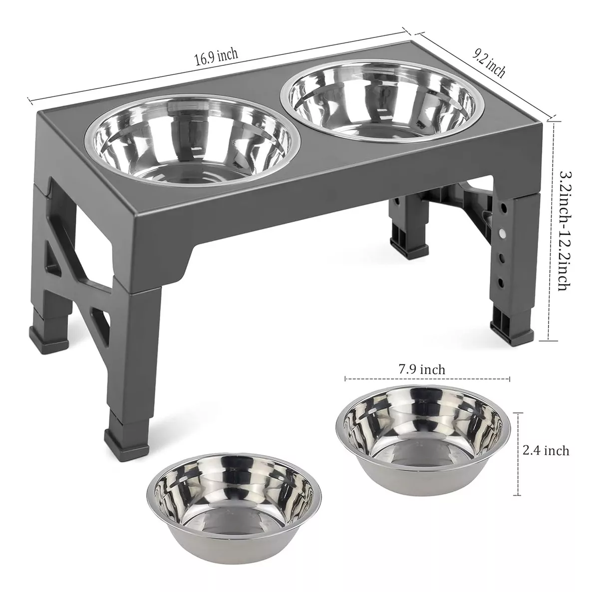 Comedero Para Perro Y Gatos Plato Elevada 5alturas Ajustable