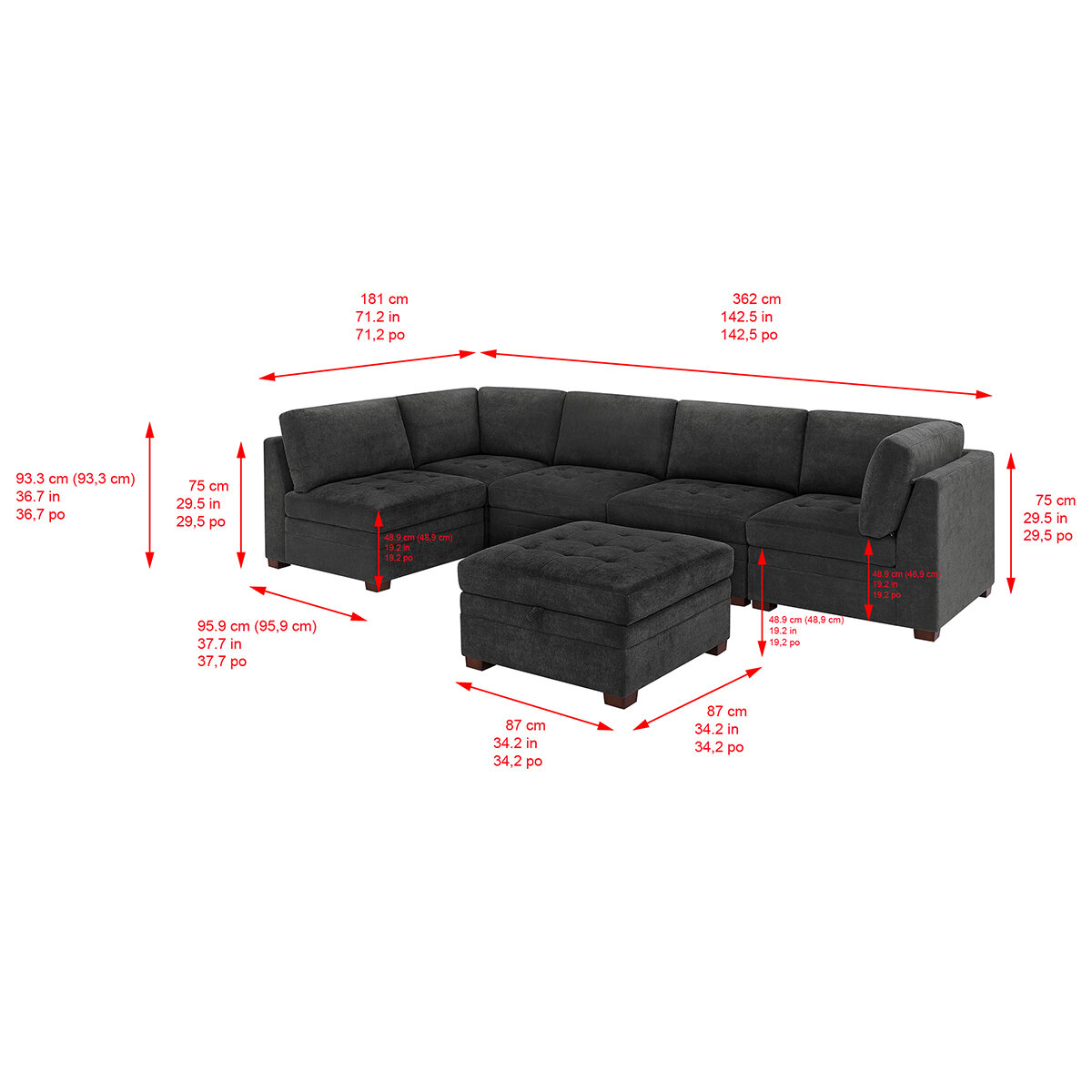 Thomasville, Sofá Modular de Tela 6 Piezas