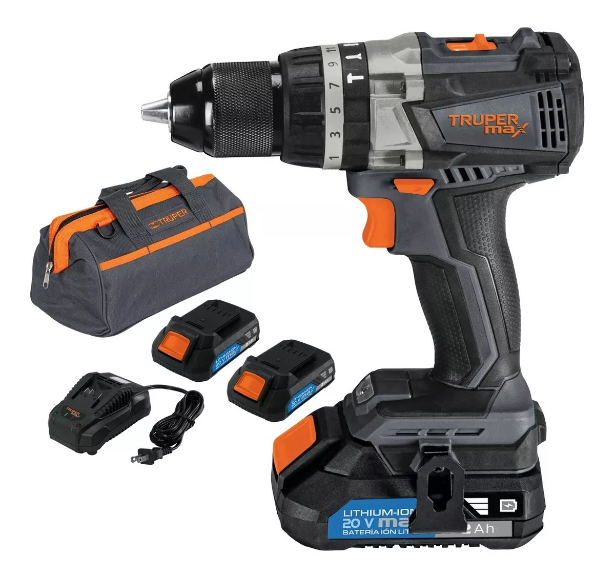 Taladro Rotomartillo Inalámbrico 1/2 Truper Max MAX-20R 20v color Negro