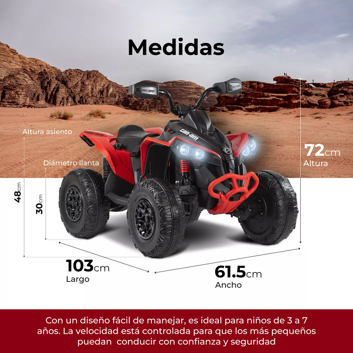 Cuatrimoto Eléctrica Can Am Infantil 4x4 12v Niños Atv