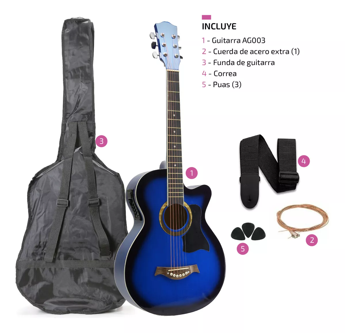 Guitarra Electroacústica Femmto EAG003 Para Diestros Azul Arce Brillante