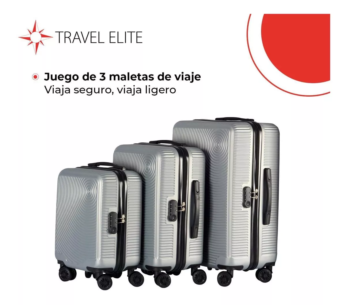 Juego De 3 Maletas De Viaje Travel Elite, Diferentes Tamaños