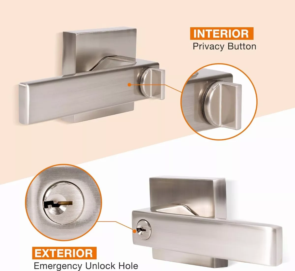Cerradura Manija Seguridad Cuadrada Puerta Recamara Baño