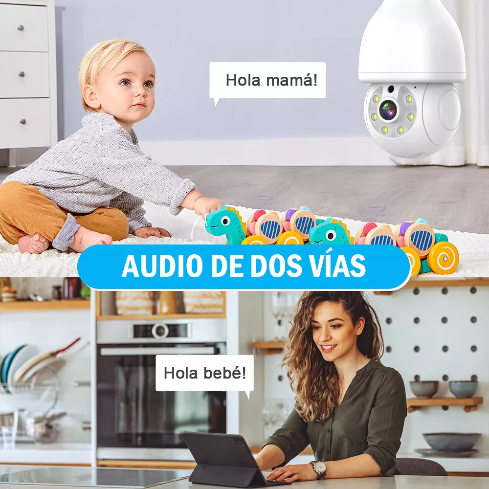 Nanwei Foco Con Camara De Seguridad Wifi, 2mp Camara De Foco, Icsee O Tris App, Base E27, Audio Bidireccional, Visión Nocturnadetección De Movimiento Con Alerta, Compatible Con Alexa