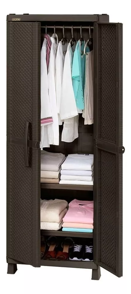 Armario De Ropa Apariencia Rattan Wengue Rimax color Marr&oacute;n