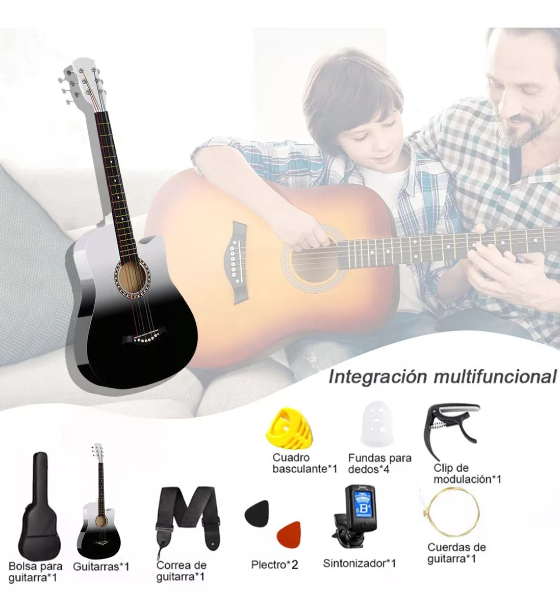 Guitarra Acústica Clásica Para Principiantes 38in