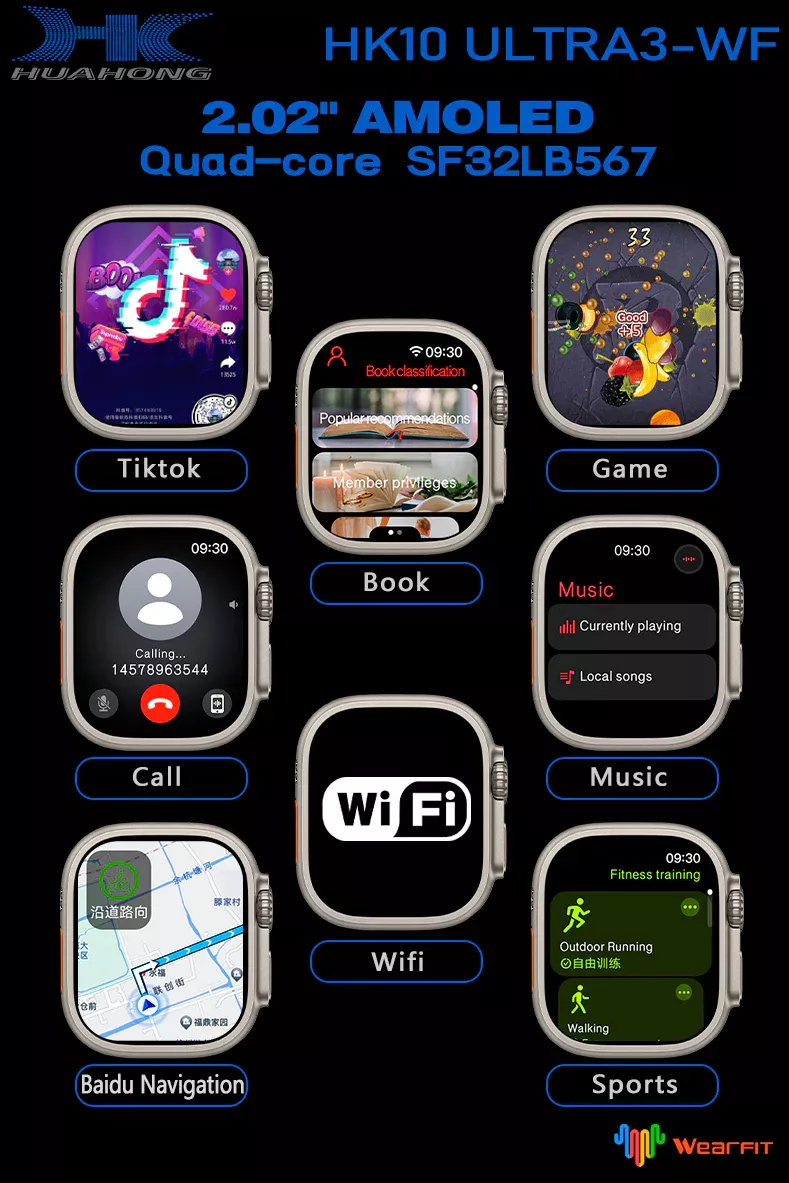 Reloj Inteligente Hk10 Ultra 3 Max + Wifi Smartwatch Amoled