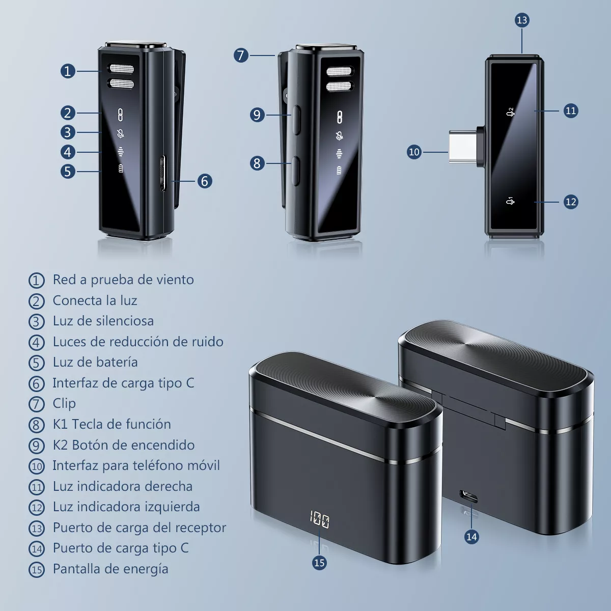 Micrófono Inalámbrico Lavalier Solapa Para iPhone Y Android