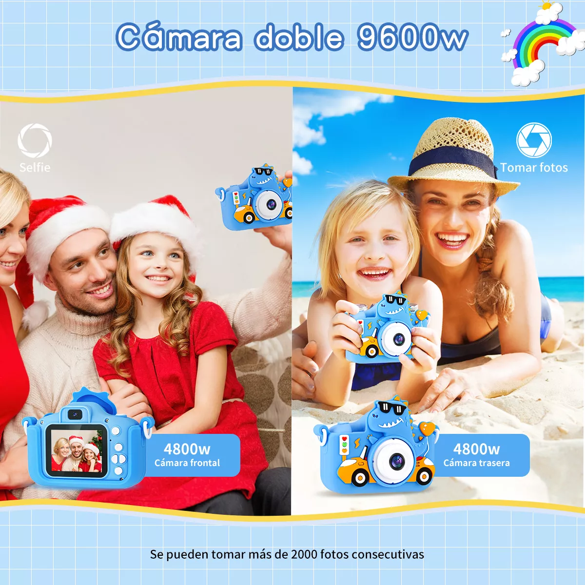 Cámara Digital Niños Doble Lente De Fotos Y 1080p Video+32gb