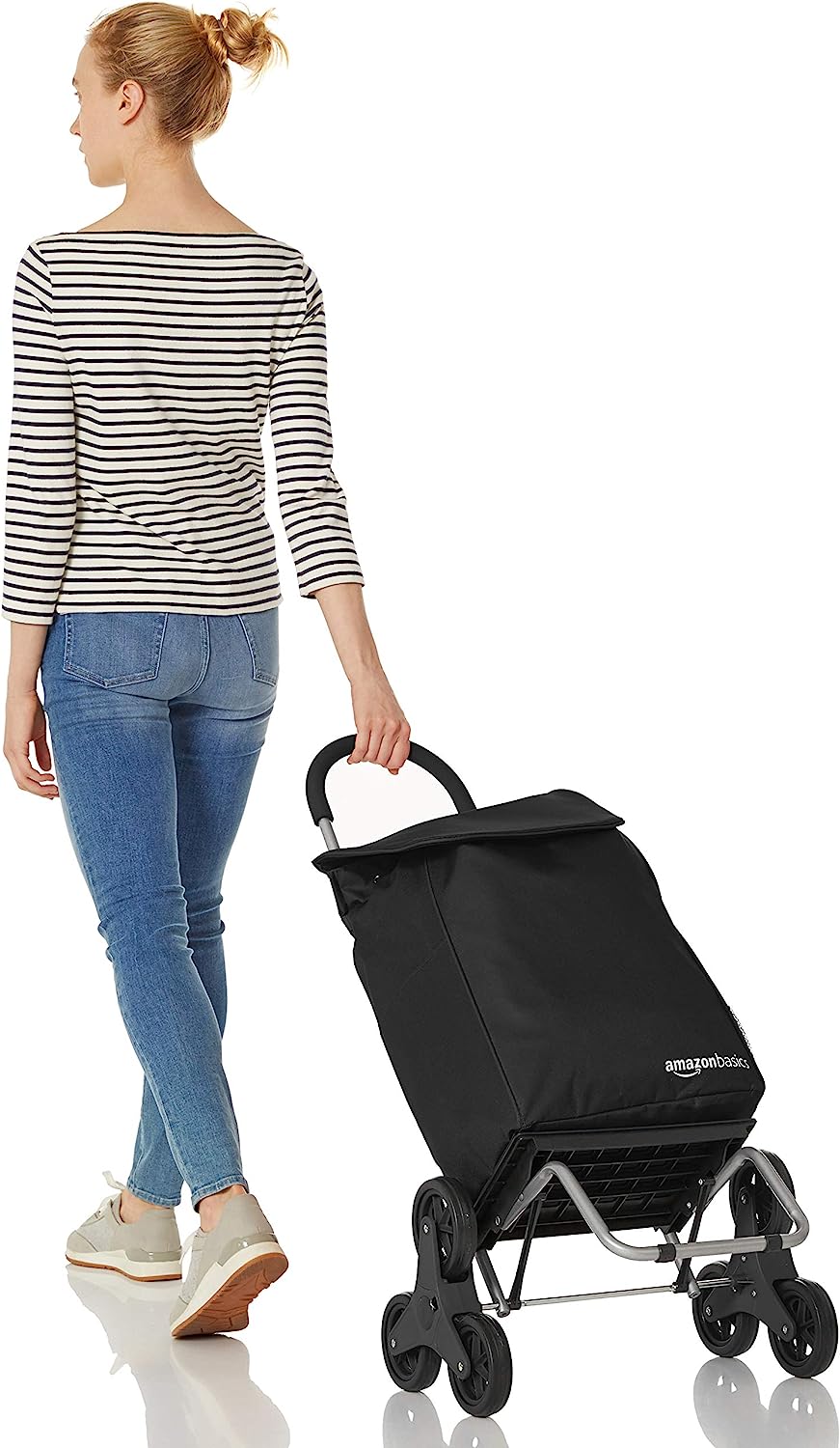 Carrito de compras plegable para escaleras que se convierte en Dolly, altura del mango de 44 pulgadas, color azul