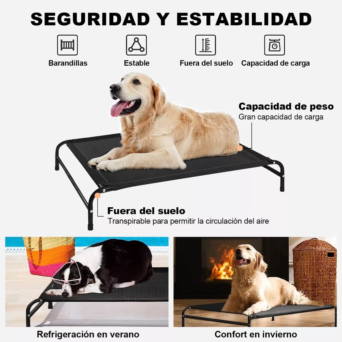 Cama Elevada Para Perros Refuerzo Para Mascotas Grandes L