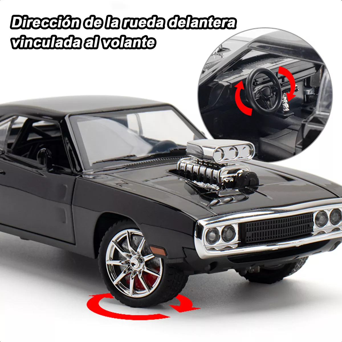 1:24 Escala Coche Juguete Dodge Charger Luz Y Sonido Regalo