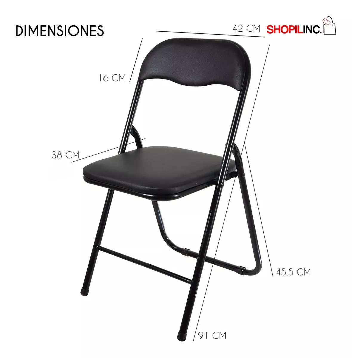 Sillas Plegables Acojinadas Negras 6 Pz