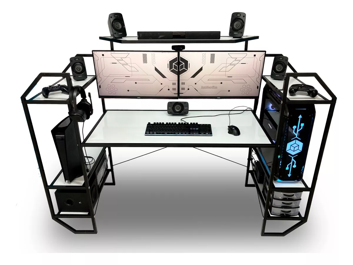 Mesa Moderna Gamer/Escritorio Juegos Modelo H Ambientika