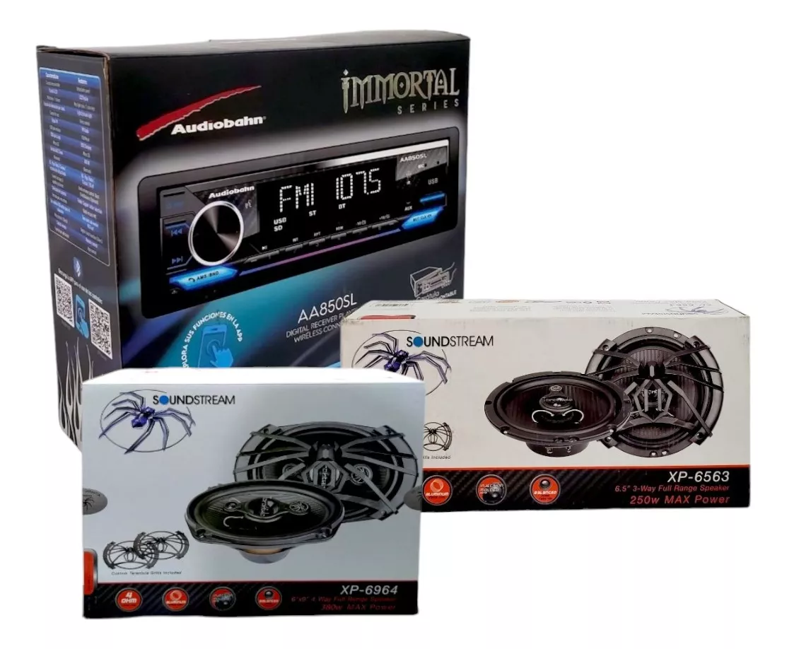 kit Autoest&eacute;reo Bluetooth 1 Din + Bocinas 6.5 + Bocinas 6x9